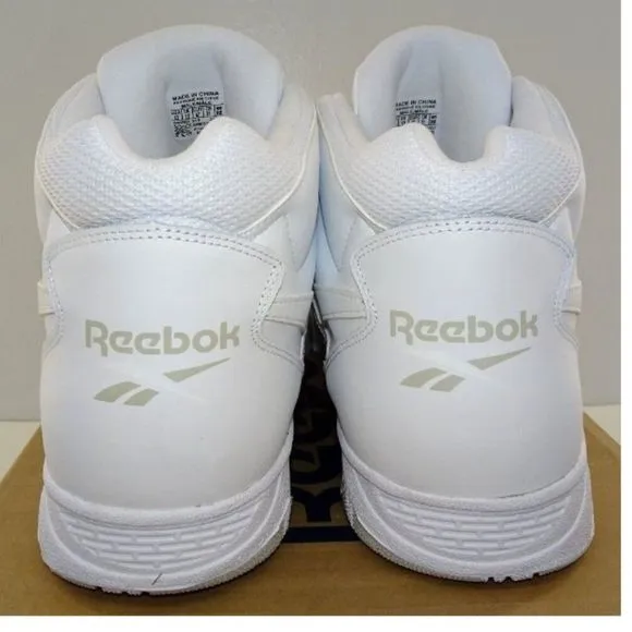 Men's REEBOK BB4600 Mid Basketball Shoes White Leather Gray Size 6.5 &amp; Size 14