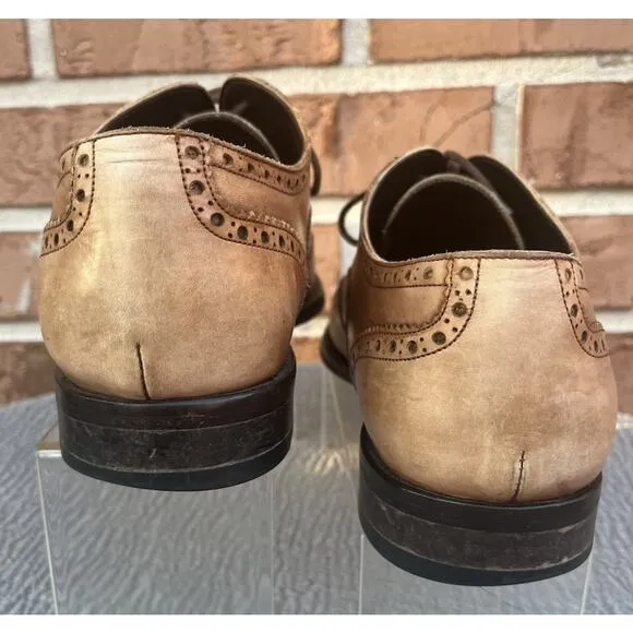 Men's To Boot New York Brown Leather Brogue Wingtip Made in Italy Shoes Size 10