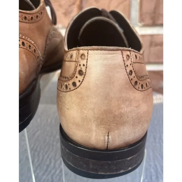 Men's To Boot New York Brown Leather Brogue Wingtip Made in Italy Shoes Size 10