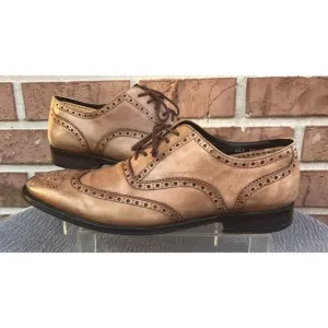 Men's To Boot New York Brown Leather Brogue Wingtip Made in Italy Shoes Size 10