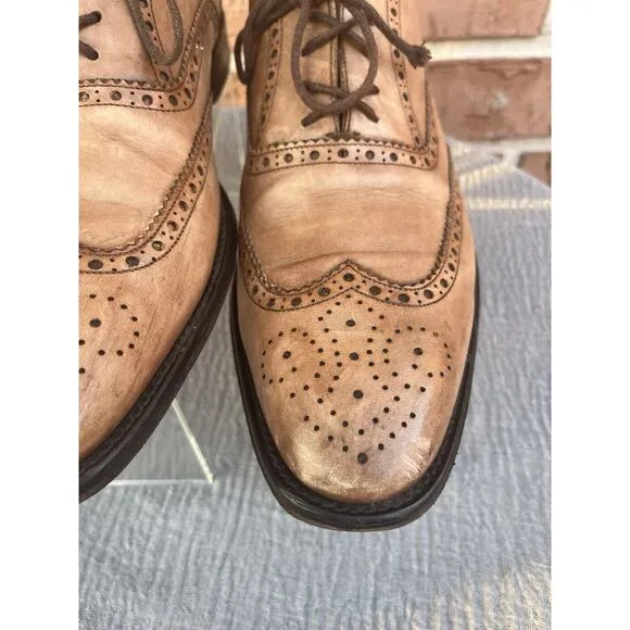 Men's To Boot New York Brown Leather Brogue Wingtip Made in Italy Shoes Size 10