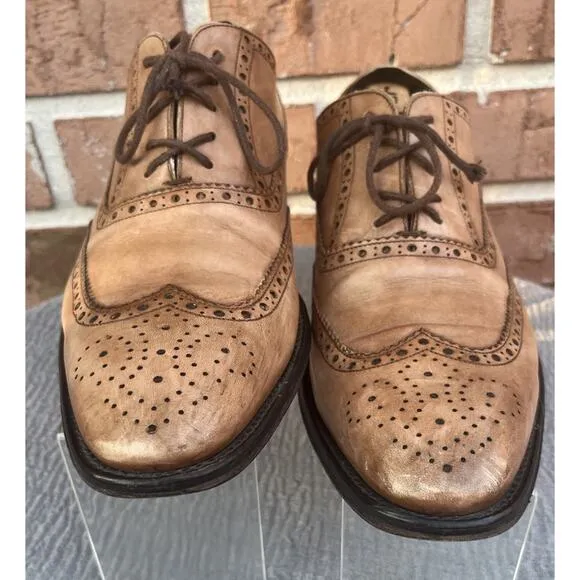Men's To Boot New York Brown Leather Brogue Wingtip Made in Italy Shoes Size 10