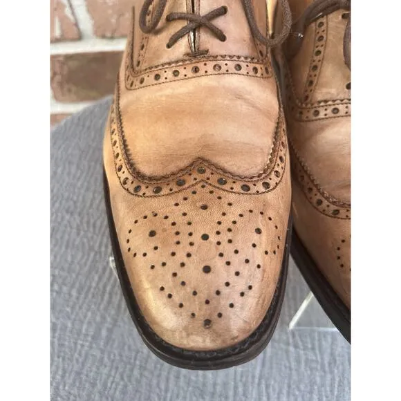Men's To Boot New York Brown Leather Brogue Wingtip Made in Italy Shoes Size 10