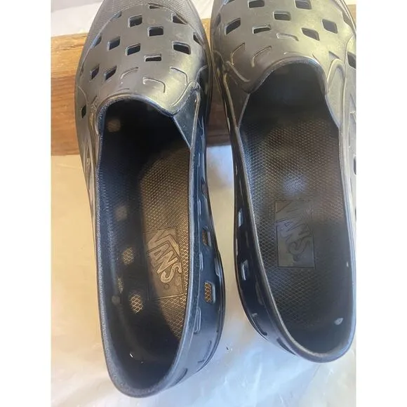 Men's Vans Trek Slip-On Black Plastic Shoes-Size‎ 9-The Activewear/Water Shoe