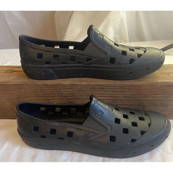 Men's Vans Trek Slip-On Black Plastic Shoes-Size‎ 9-The Activewear/Water Shoe