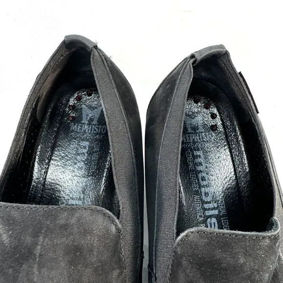 Mephisto Air Relax Mobils Jerrie Women's Size 8 Shoe Slip On Wedge Nubuck Black