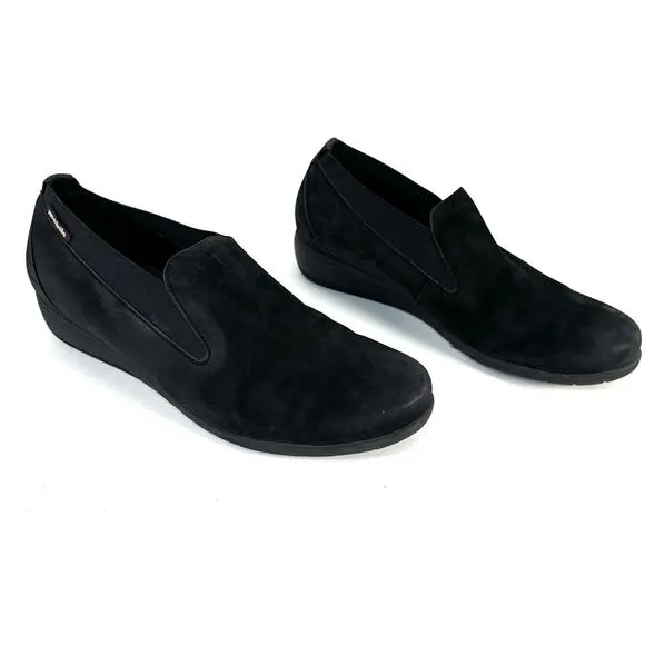 Mephisto Air Relax Mobils Jerrie Women's Size 8 Shoe Slip On Wedge Nubuck Black
