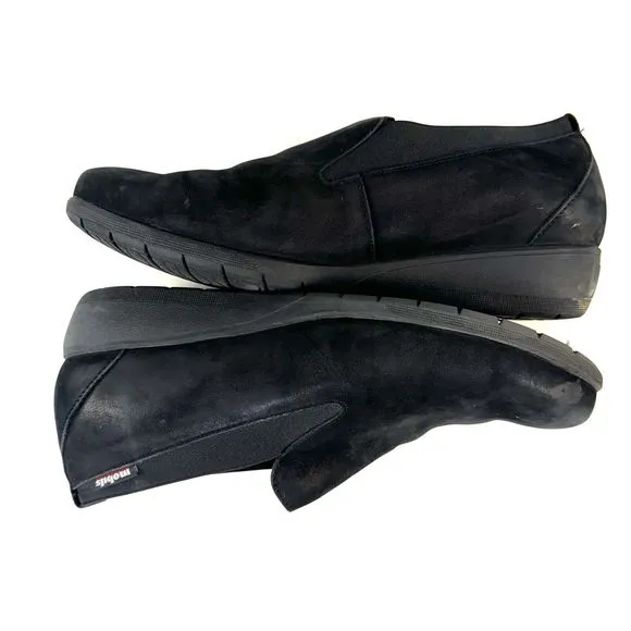 Mephisto Air Relax Mobils Jerrie Women's Size 8 Shoe Slip On Wedge Nubuck Black