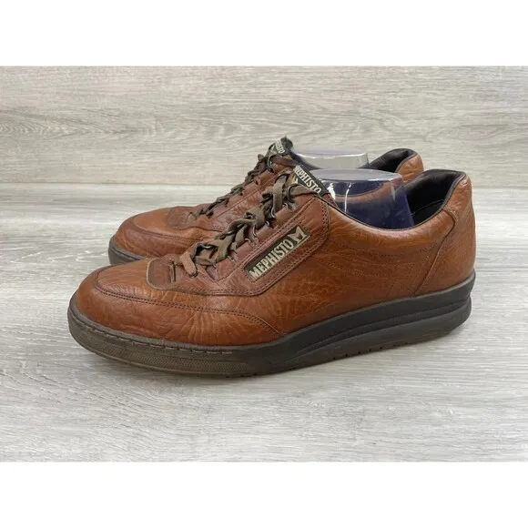 Mephisto Match Men's 12 Brown Grain Leather Lace Up Casual Oxford Dress Shoes