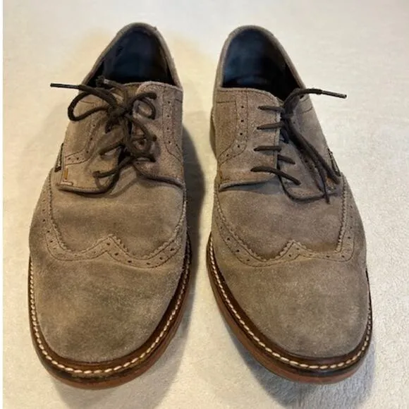 MEPHISTO Tan Light Brown Suede Wingtip Brogue Oxfords Dress Shoes Casual Men's 9