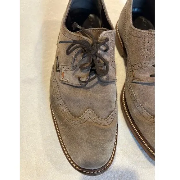 MEPHISTO Tan Light Brown Suede Wingtip Brogue Oxfords Dress Shoes Casual Men's 9