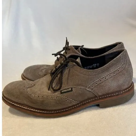 MEPHISTO Tan Light Brown Suede Wingtip Brogue Oxfords Dress Shoes Casual Men's 9