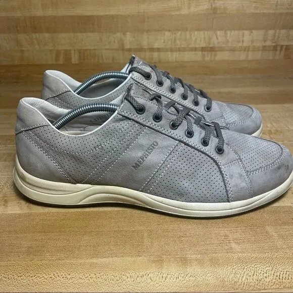MEPHISTO Men Hero Perf Sneaker Shoes, US 11 EUR 10 1/4 Grey Leather