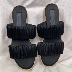 Mercedes Castillo black Satin scrunch Espadrilles platform sandals. Size 7