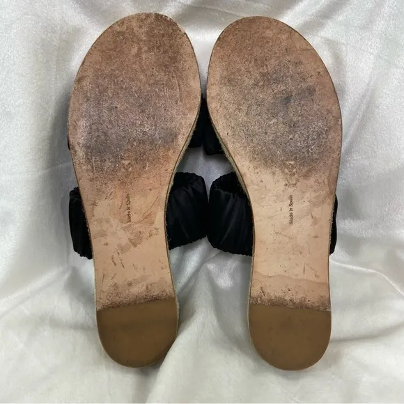 Mercedes Castillo black Satin scrunch Espadrilles platform sandals. Size 7