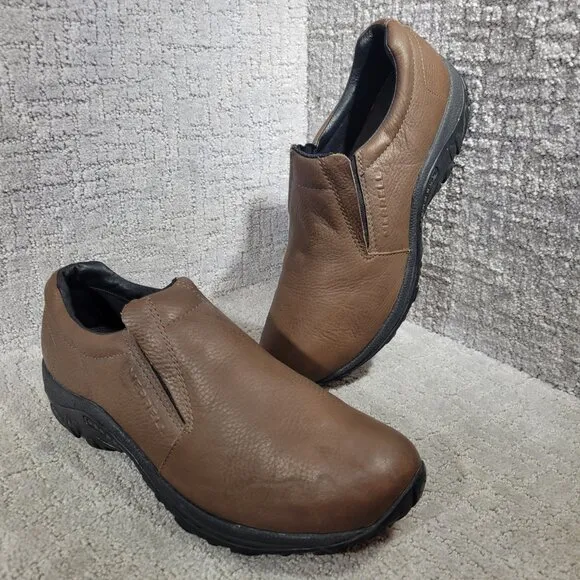Merrell Jungle Moc Men’s Size 12 US Brown Leather Slip On Loafer Shoes J63883