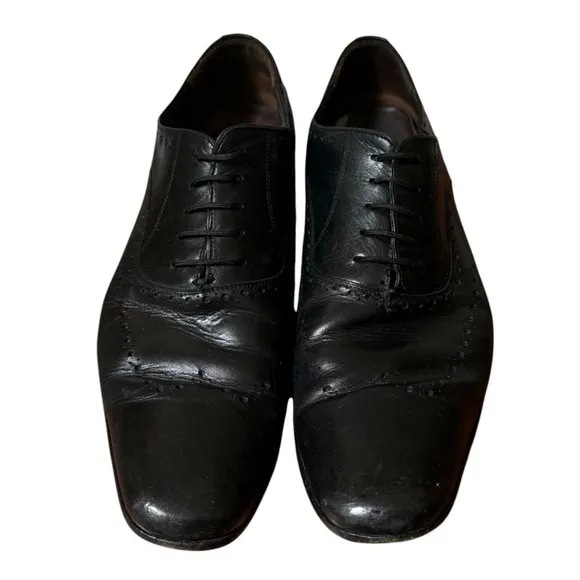 Mezlan Black Leather Luxury Lace Up Dress Shoes Oxfords Mens Size 8.5