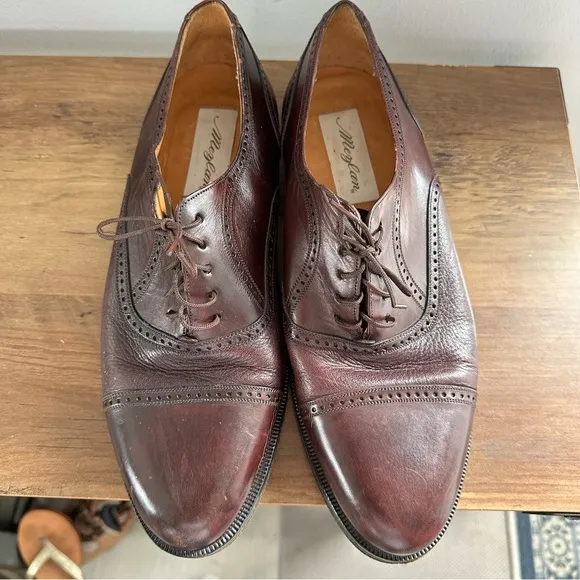 Mezlan Florence Mens Coffee Brown Leather Pebbled Cap Toe Oxford Shoes US 10