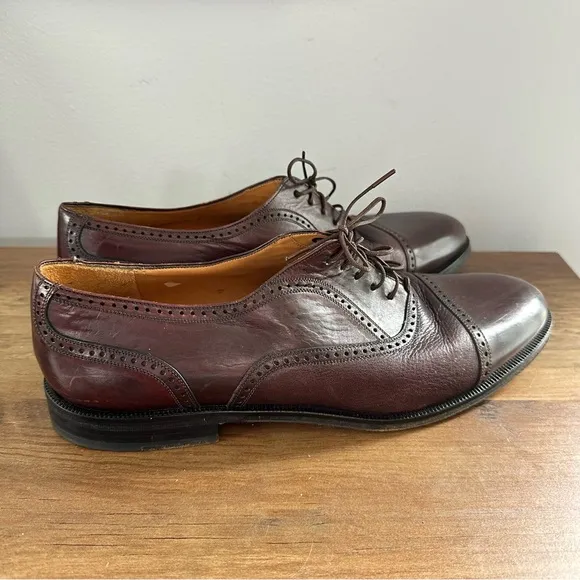 Mezlan Florence Mens Coffee Brown Leather Pebbled Cap Toe Oxford Shoes US 10