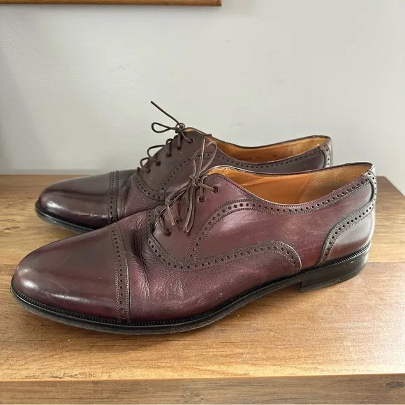 Mezlan Florence Mens Coffee Brown Leather Pebbled Cap Toe Oxford Shoes US 10