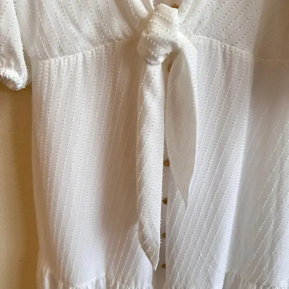 Michael Kors Button Front Dress in White with Tie at Waist - 1X - New