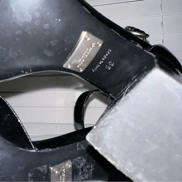 Michael Kors Collection Runway Black Patent Leather Mary Janes Heels Size 8