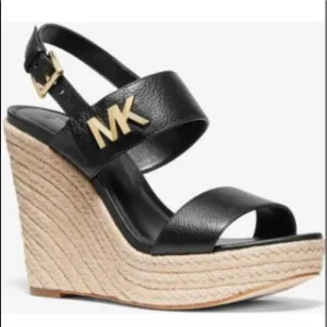MICHAEL KORS DEANNA WEDGE Black Sandal Size: