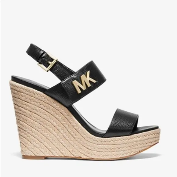 MICHAEL KORS DEANNA WEDGE Black Sandal Size:
