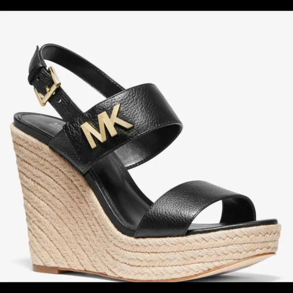 MICHAEL KORS DEANNA WEDGE Black Sandal Size: