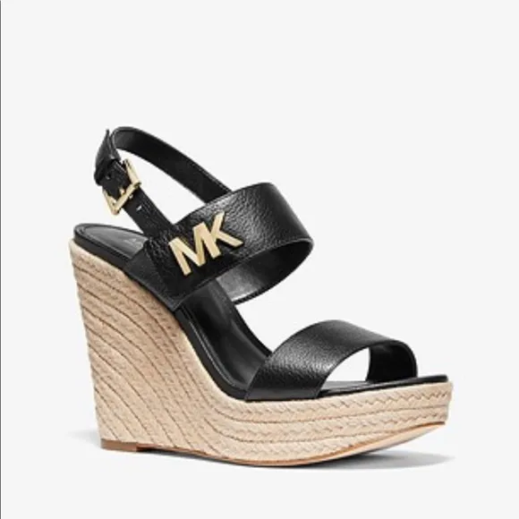 MICHAEL KORS DEANNA WEDGE Black Sandal Size:
