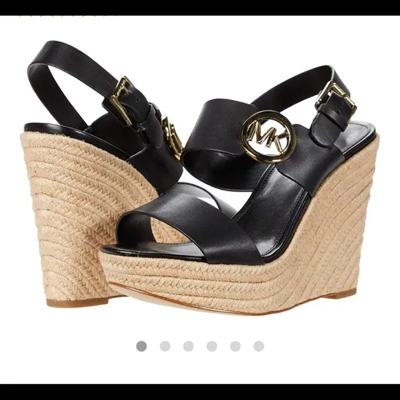 MICHAEL KORS DEANNA WEDGE Black Sandal Size: