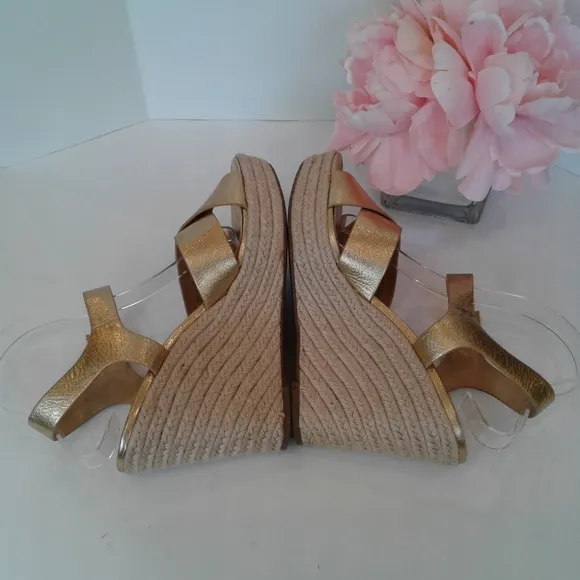 Michael Kors  gold espadrilles wedges sandals