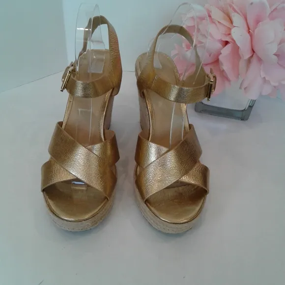 Michael Kors  gold espadrilles wedges sandals