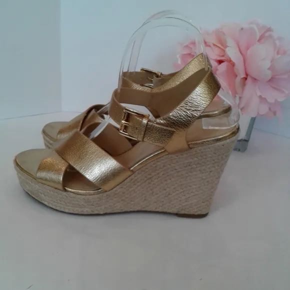 Michael Kors  gold espadrilles wedges sandals