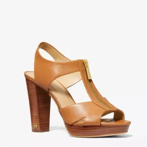 Michael Kors Liesel Luggage MK Front Zipper Platform Sandals Size 9
