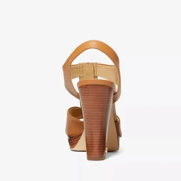 Michael Kors Liesel Luggage MK Front Zipper Platform Sandals Size 9