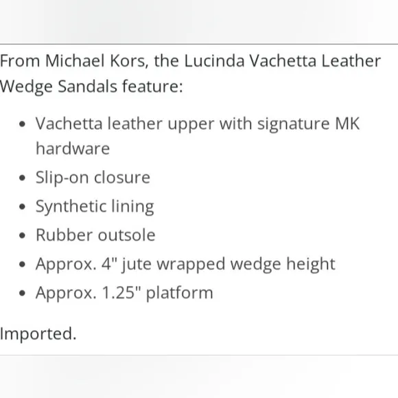 Michael Kors Lucinda Vachetta Leather Epadrille Wedge Sandals, White Leather 10