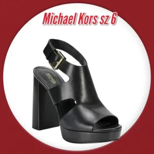 Michael Kors Noelle Glimmer Leather Platform Block Heels Sandals