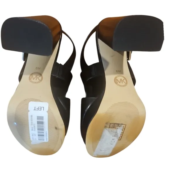 Michael Kors Noelle Glimmer Leather Platform Block Heels Sandals