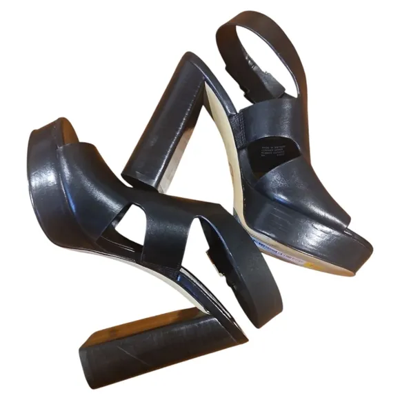 Michael Kors Noelle Glimmer Leather Platform Block Heels Sandals