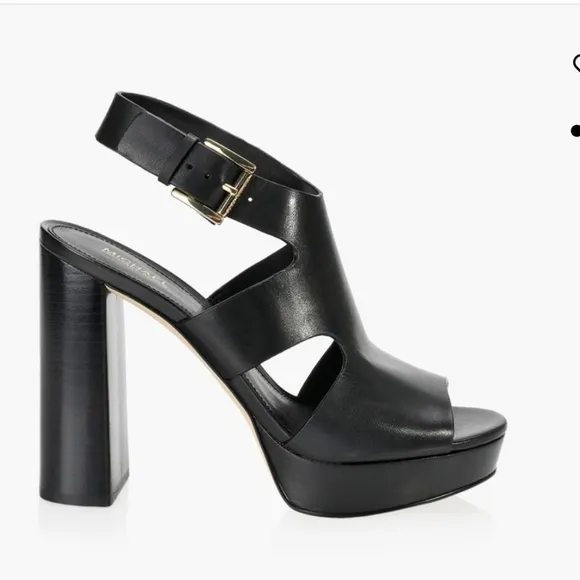 Michael Kors Noelle Glimmer Leather Platform Block Heels Sandals