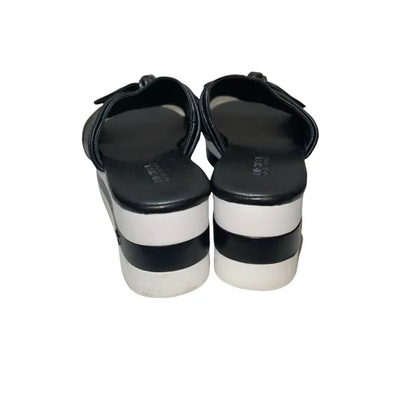 Michael Kors Pippa Black Leather Platform Sandals Size 5.5
