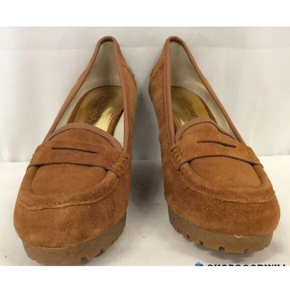 Michael Kors Shoes Sz. 5.5 Rory Platform Wedge Loafer Walnut Suede Leather