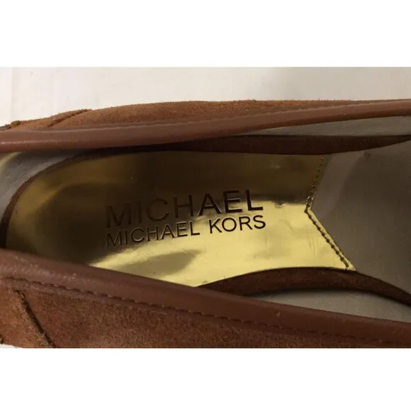 Michael Kors Shoes Sz. 5.5 Rory Platform Wedge Loafer Walnut Suede Leather