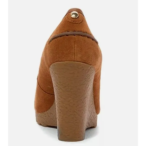 Michael Kors Shoes Sz. 5.5 Rory Platform Wedge Loafer Walnut Suede Leather