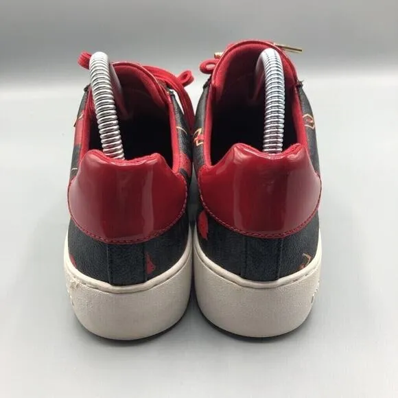 Michael Kors Shoes Womens 8 Mini MK Logo Sneakers Black Red Dancing Ladies