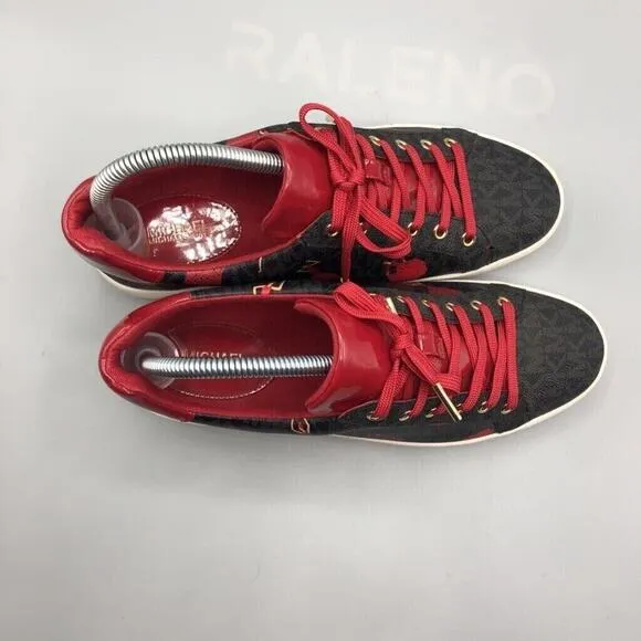 Michael Kors Shoes Womens 8 Mini MK Logo Sneakers Black Red Dancing Ladies