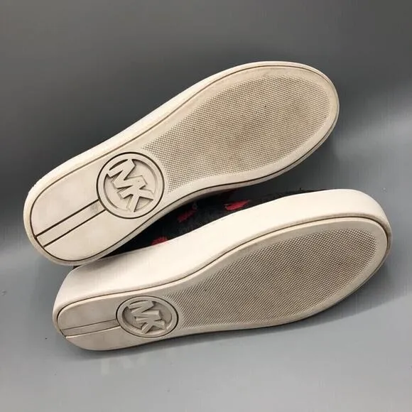 Michael Kors Shoes Womens 8 Mini MK Logo Sneakers Black Red Dancing Ladies