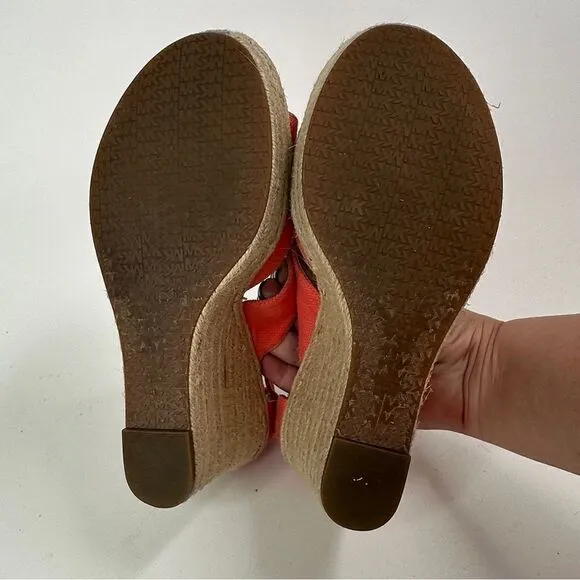 Michael‎ Kors Shoes Women's 8 Wedge Sandal 4&quot; Heel Zipper Espadrille Orange