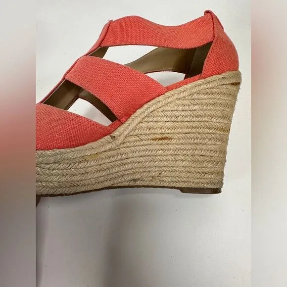 Michael‎ Kors Shoes Women's 8 Wedge Sandal 4&quot; Heel Zipper Espadrille Orange